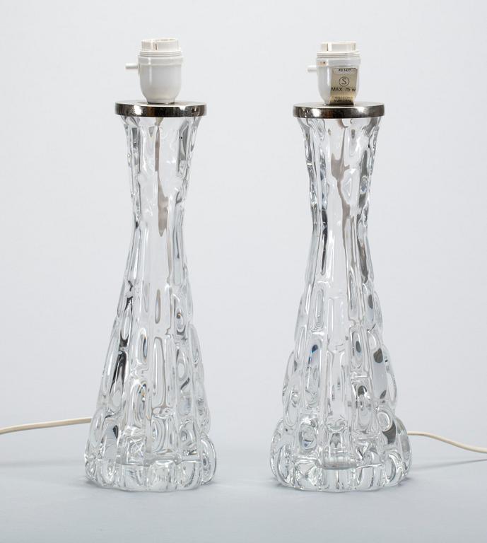 BORDSLAMPOR, ett par, glas, design Carl Fagerlund.