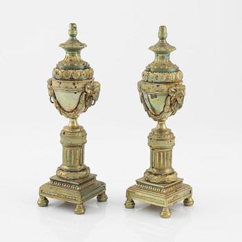 A pair Louis XVI-style gilt brass cassolettes, circa 1900.