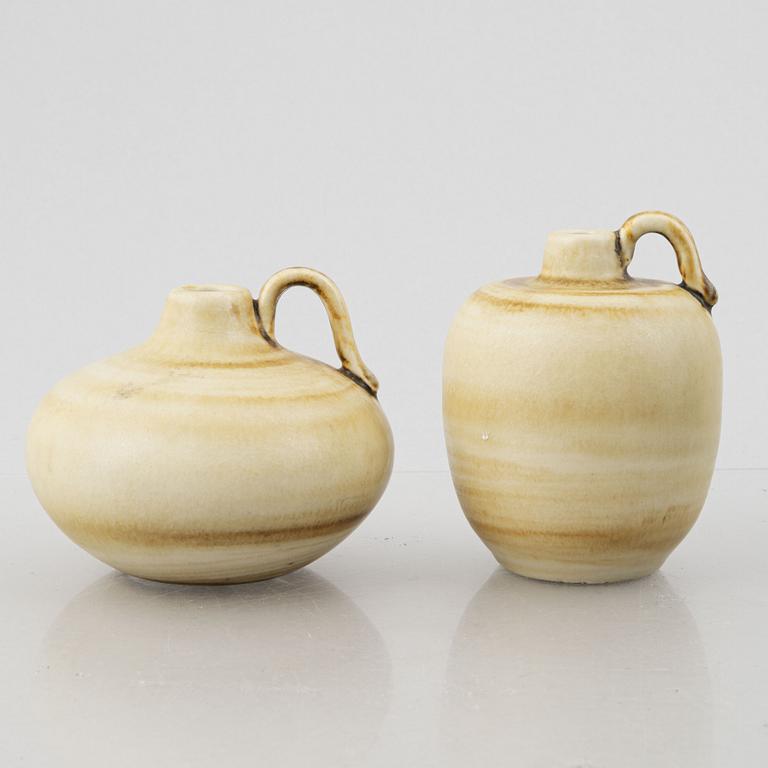 Gertrud Lönegren, a set of three stoneware vases and a dish, Rörstrand.