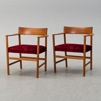 Two 1960's  teak model 10, armchairs by Arne Halvorsen for L Jacosen.