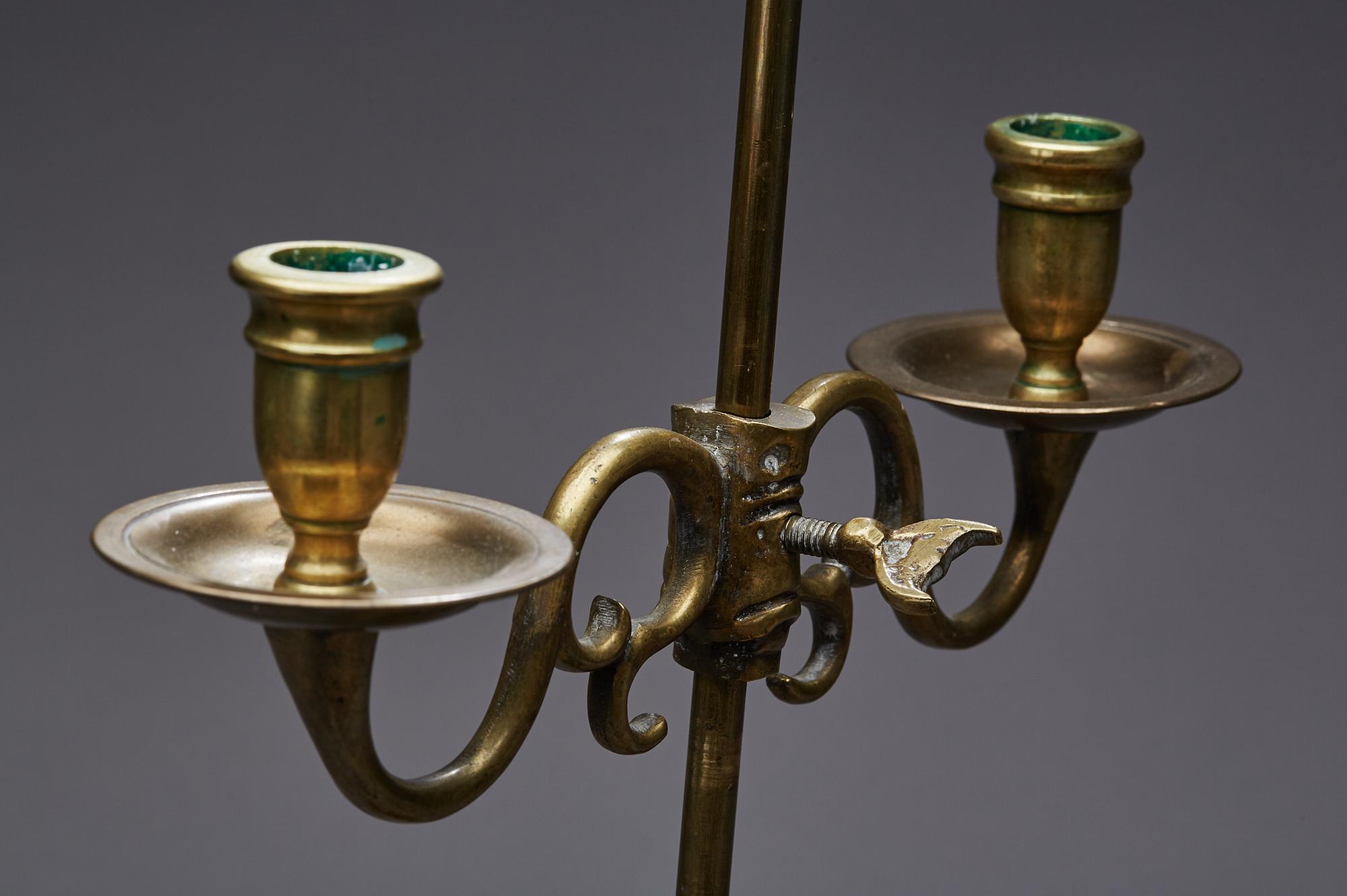 KANDELABER, allmoge, mässing, 1800-talets andra hälft.