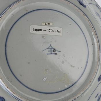 A Japanese blue and white dish, 18th Century.