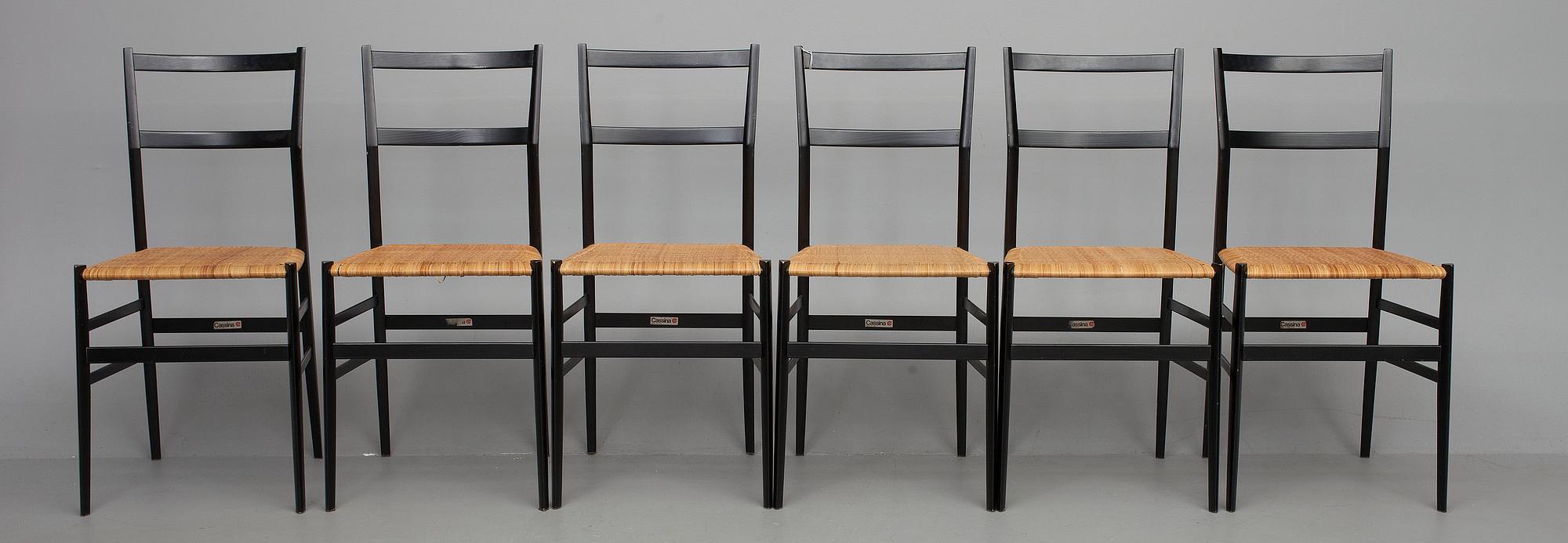 STOLAR, 6 st, "Superleggera" Gio Ponti, Cassina, Italien.