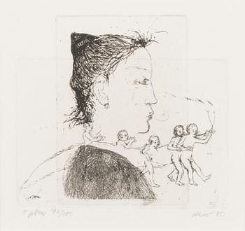 OUTI HEISKANEN, etching, signed and dated -80, numbered Tpl'a 76/100.