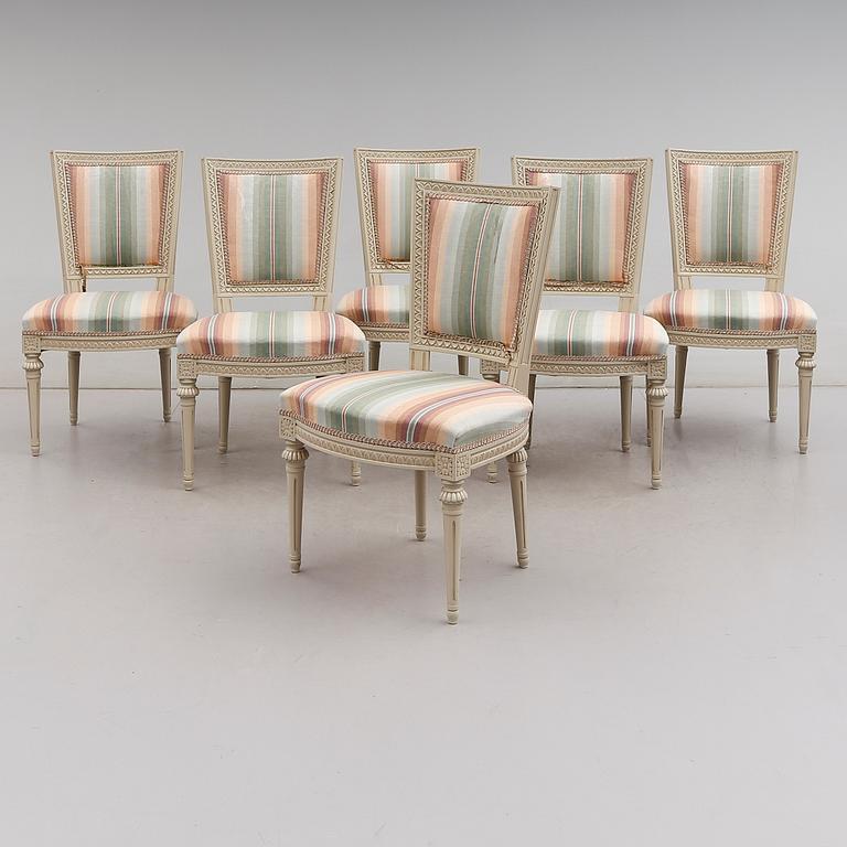 STOLAR, 6 st, gustaviansk stil, 1900-talets andra hälft.