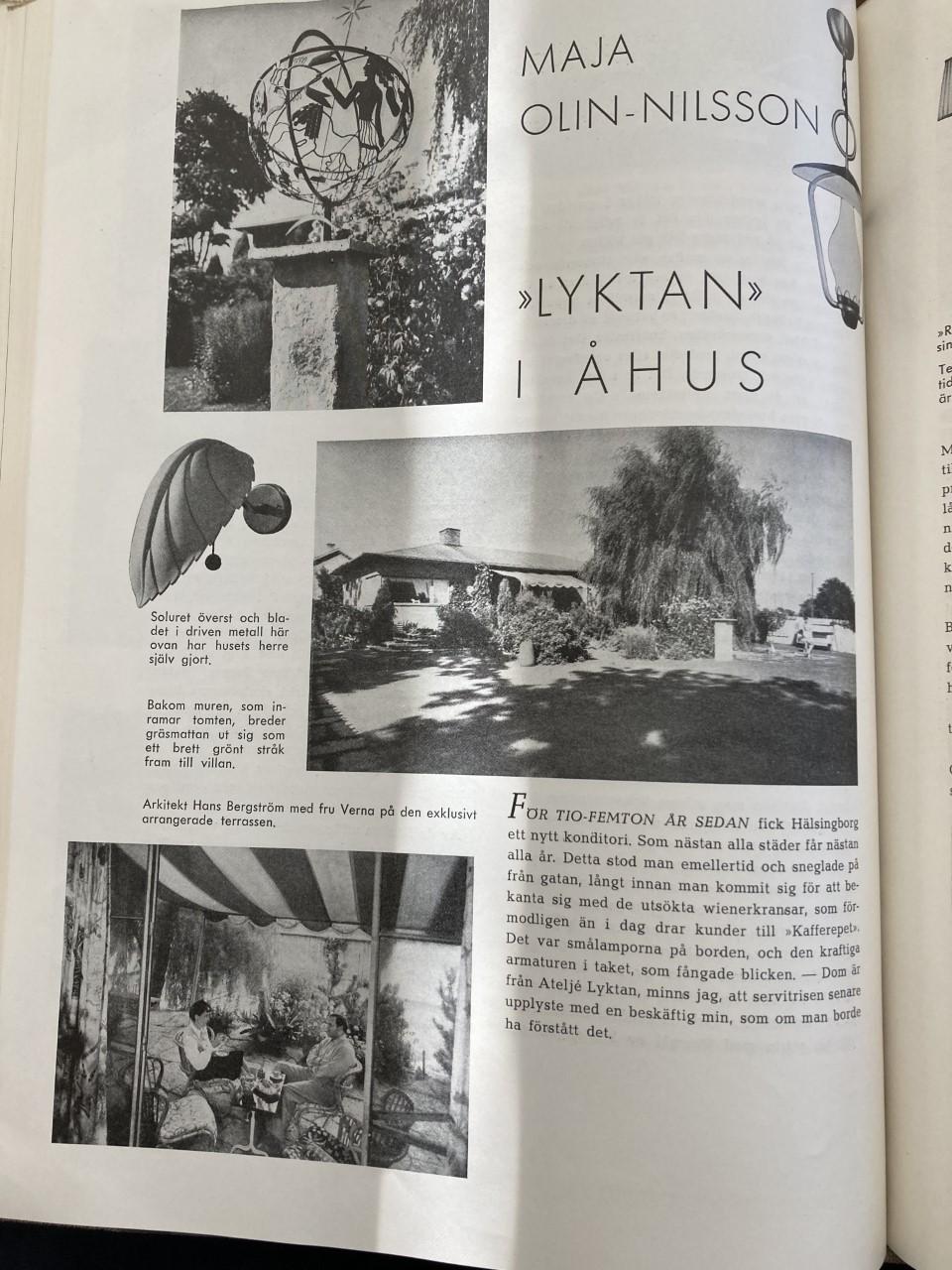 Hans Bergström, vägglampor 1 par, modell "C443", ateljé Lyktan, Åhus 1940-tal.