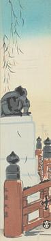 Tomikichirō Tokuriki, Motif of a temple and sculpture.
