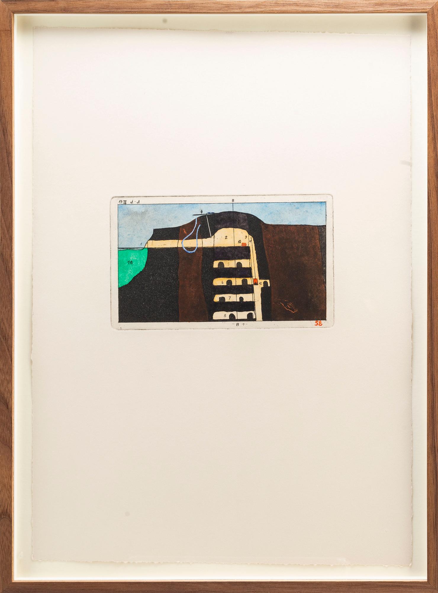 STEN EKLUND, handkolorerad etsning, signerad.