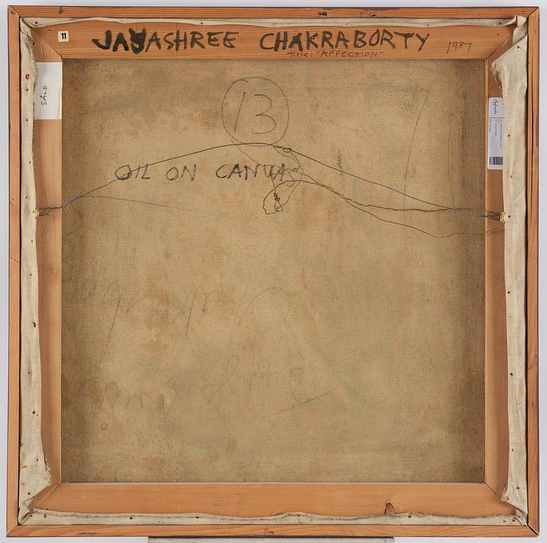 Jayashree Chakravarty, "Affection", signed and dated 1987 verso.