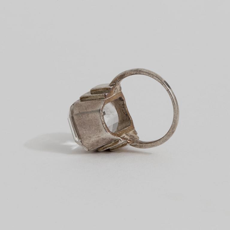 A rock crystal ring by Wiwen Nilsson, Lund.