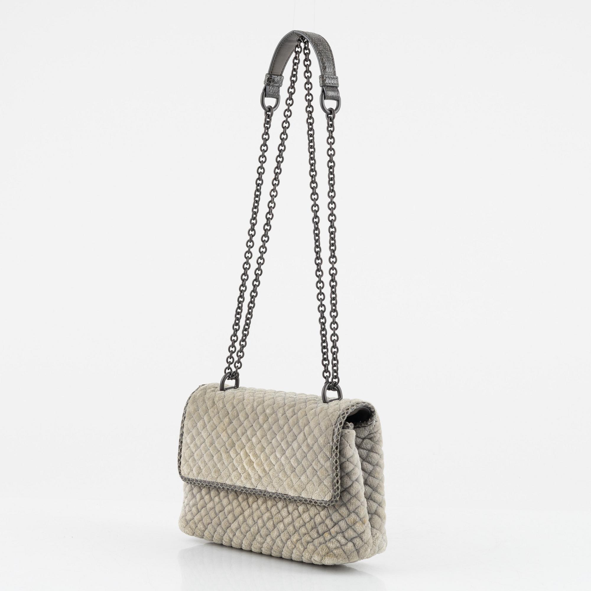 Bottega Veneta, 'Olimpia' quilted velvet shoulder bag.