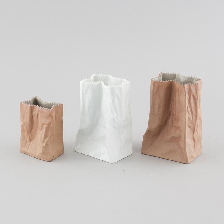 TAPIO WIRKKALA, 3 vaser, porslin, Rosenthal Studio Linie, 1900-talets andra hälft.