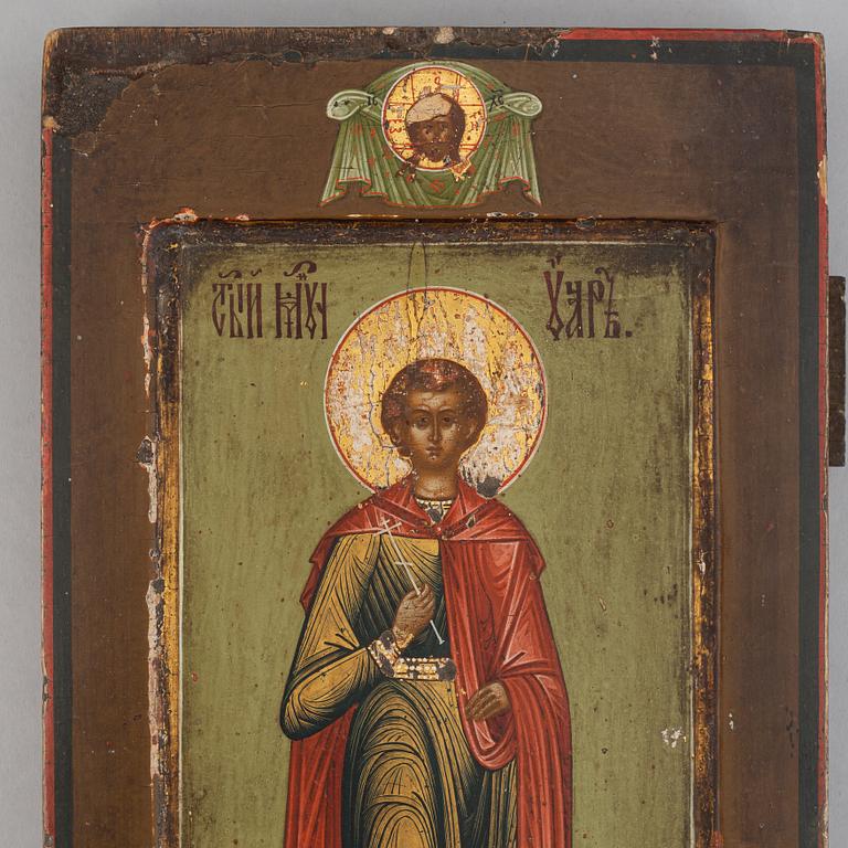 Ikon, tempera och guld på pannå, Ryssland 1800-tal.