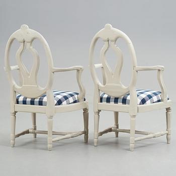 A pair of Gustavian late 18th century armchairs.