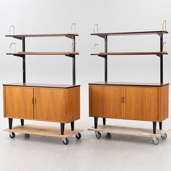Bookshelves, a pair, Verkstads AB Lindqvist, Motala, second half of the 20th century.