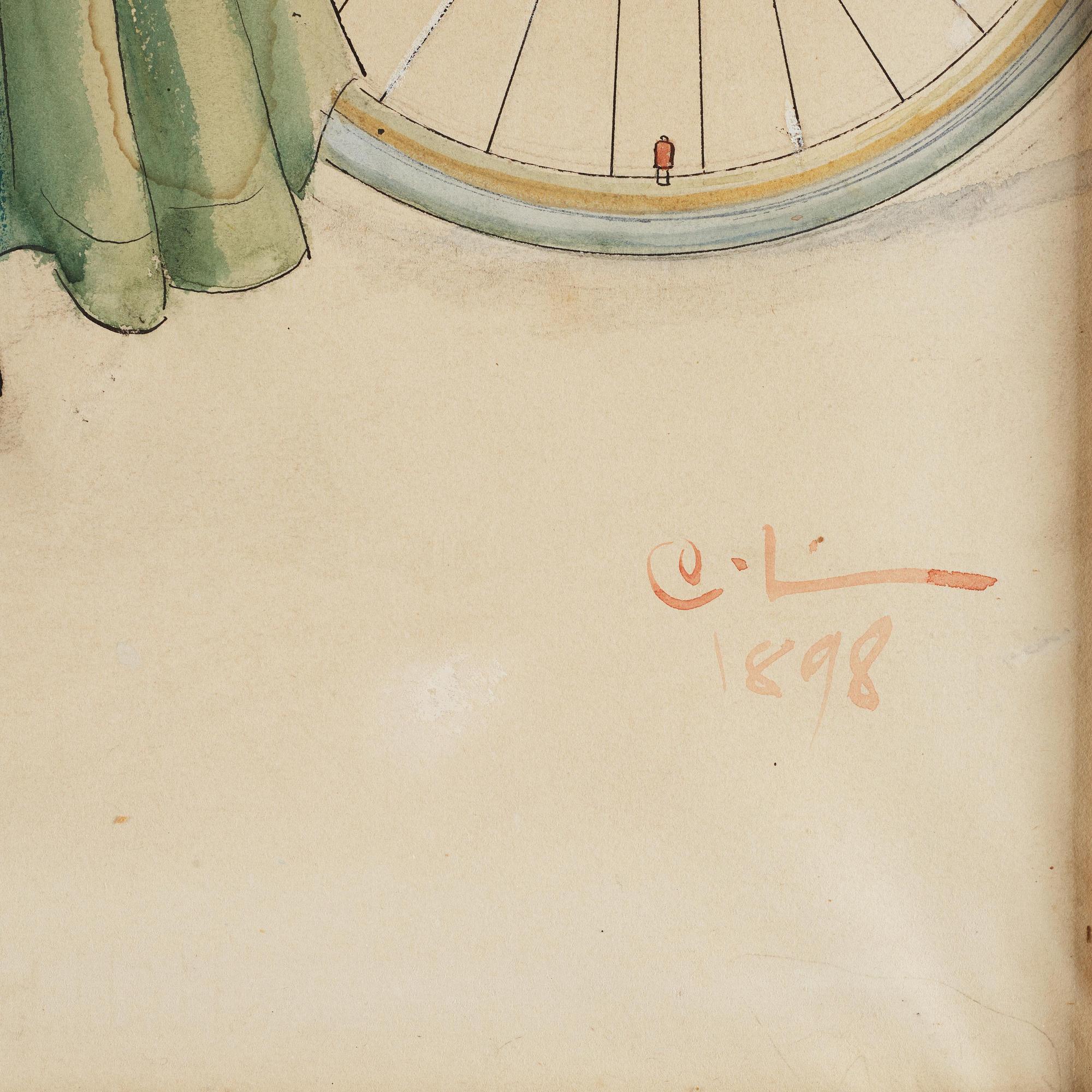 Carl Larsson, Fru Grosshandlare Eriksson/Kvinna vid cykel (study for "Skolungdomens korum" at Ladugårdsgärde).