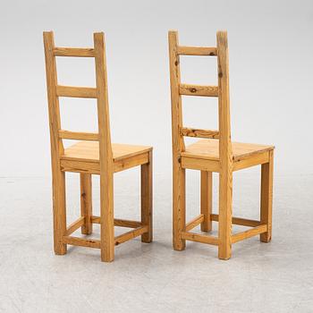 Sven Larsson, a set of six pine chairs, 1970's.