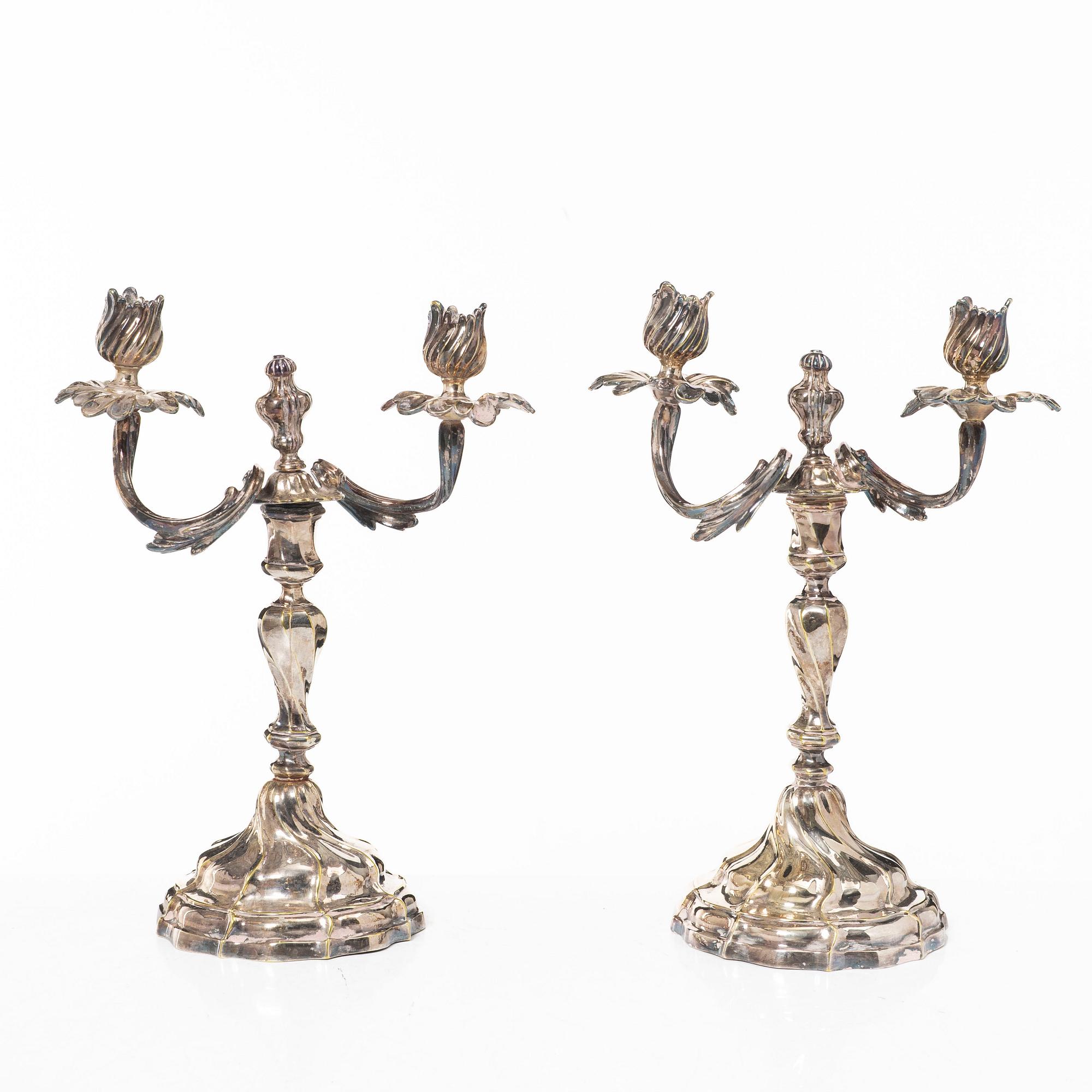 Candelabra, a pair, Rococo style, 20th century.