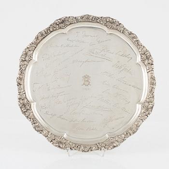 CG Hallberg, bricka, silver, Stockholm 1949.