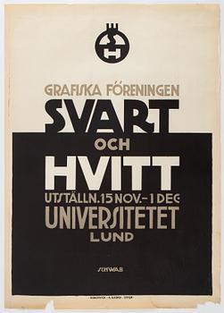 Eigil Schwab · Eigil Schwab, a lithographic vintage poster, 'Svart och Hvitt', Rokotryck, A.-B. Kopia, Sthlm.