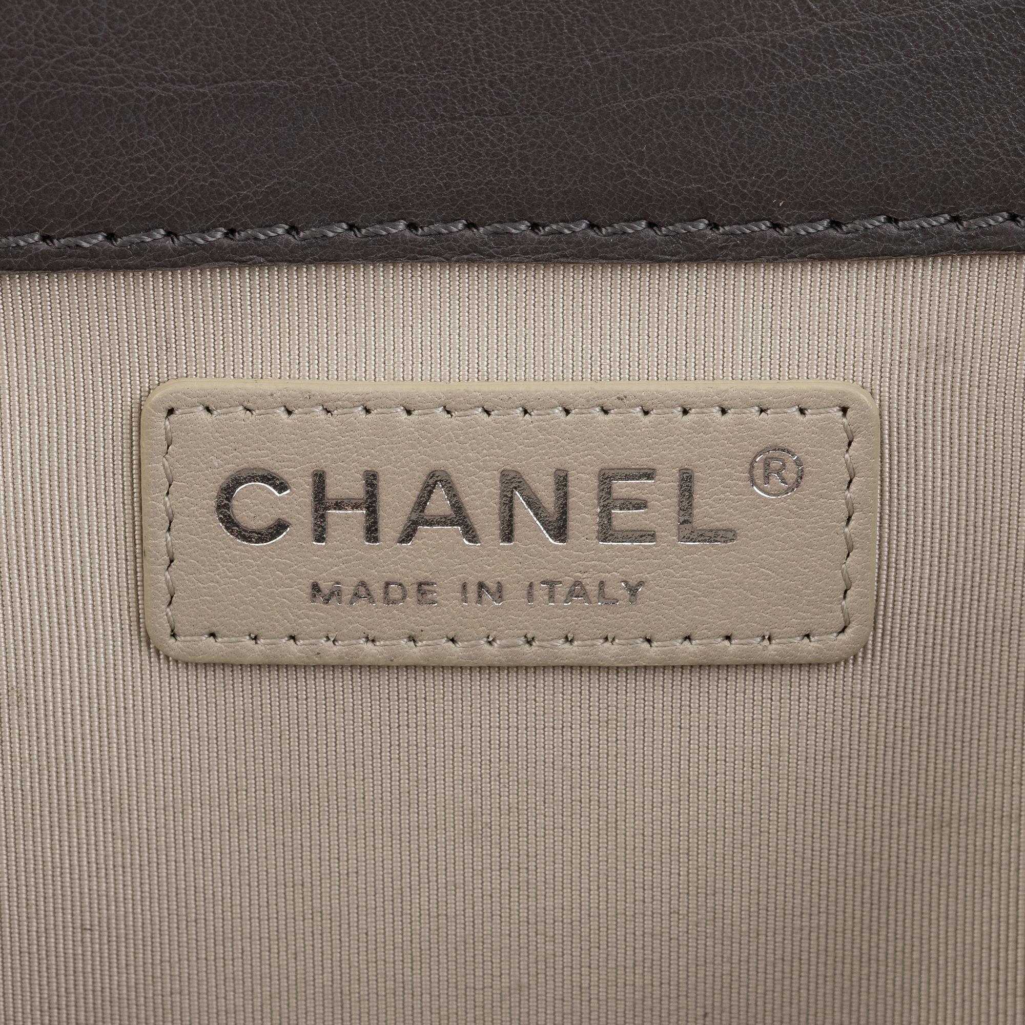 Chanel, a grey leather 'Large Boy Bag', 2014.