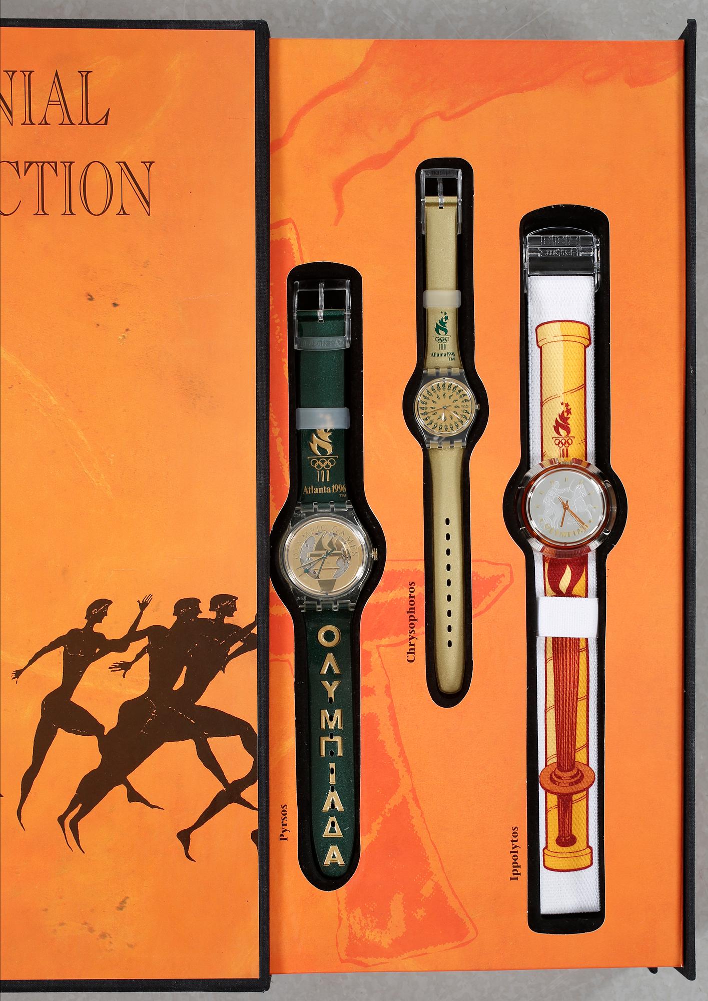 SWATCH, Olympic Special, Honour and Glory, set with 9 pcs of wristwatches.
