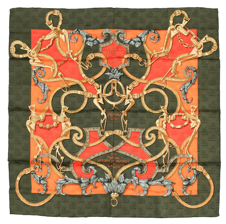 HERMÈS, a silk jacquard scarf, "L'Intruction du Roy en l'exercice de Monter à Cheval".