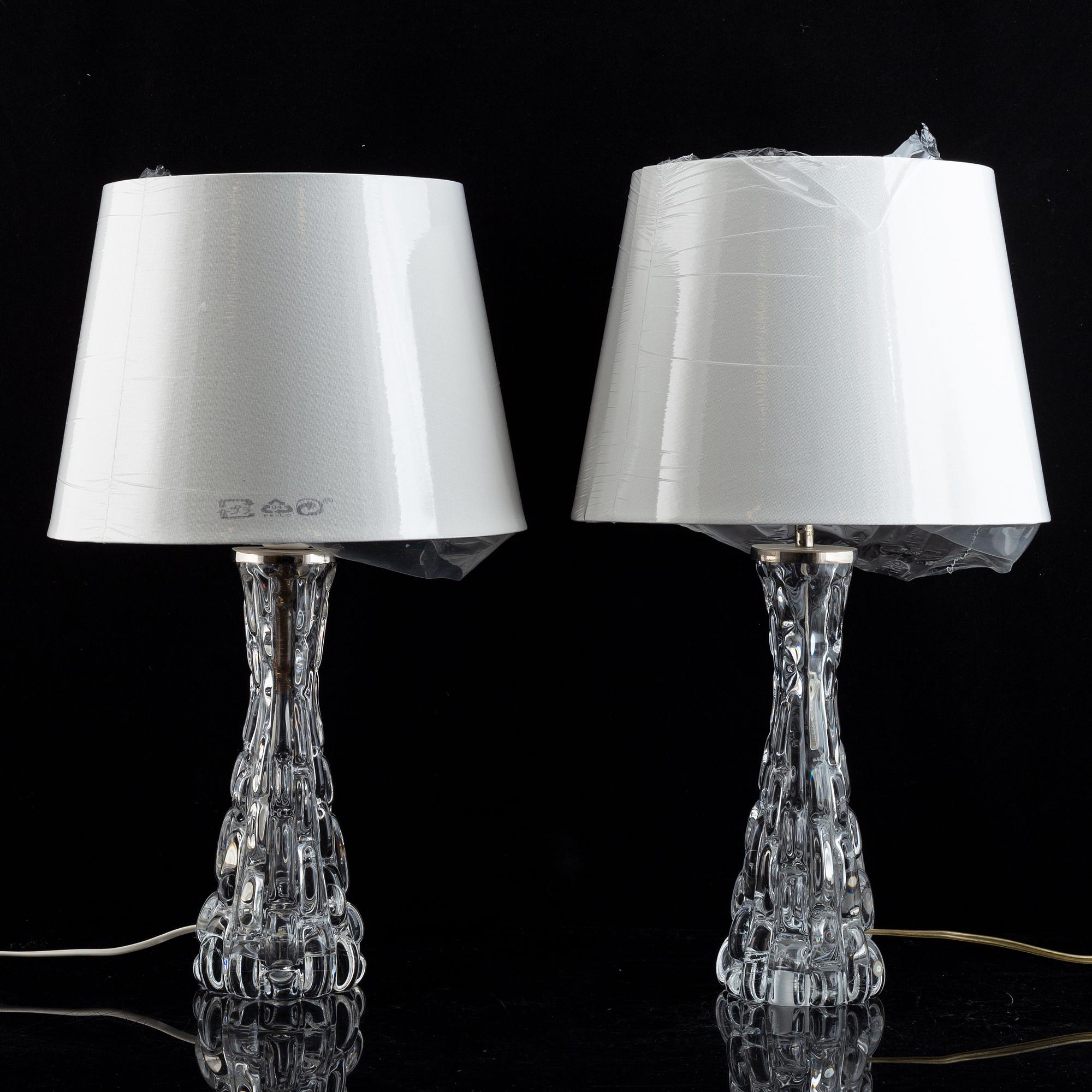 Carl Fagerlund, bordslampor, ett par, glas, Orrefors.