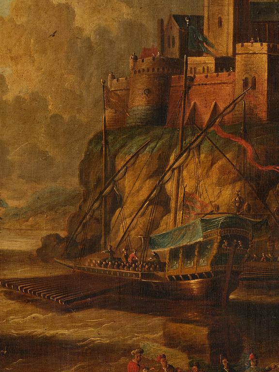Peter van den Velde, follower of, Ship below the castle.