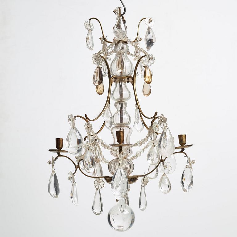 A Swedish Rococo four-light chandelier, second half of the 18th century.