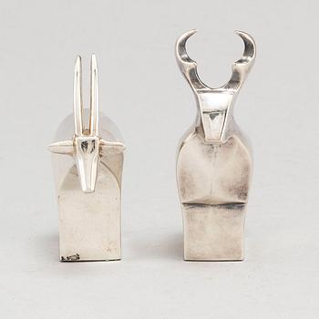 GUNNAR CYRÉN, two silver plated figurines Dansk Design Japan later part of the 20th century.