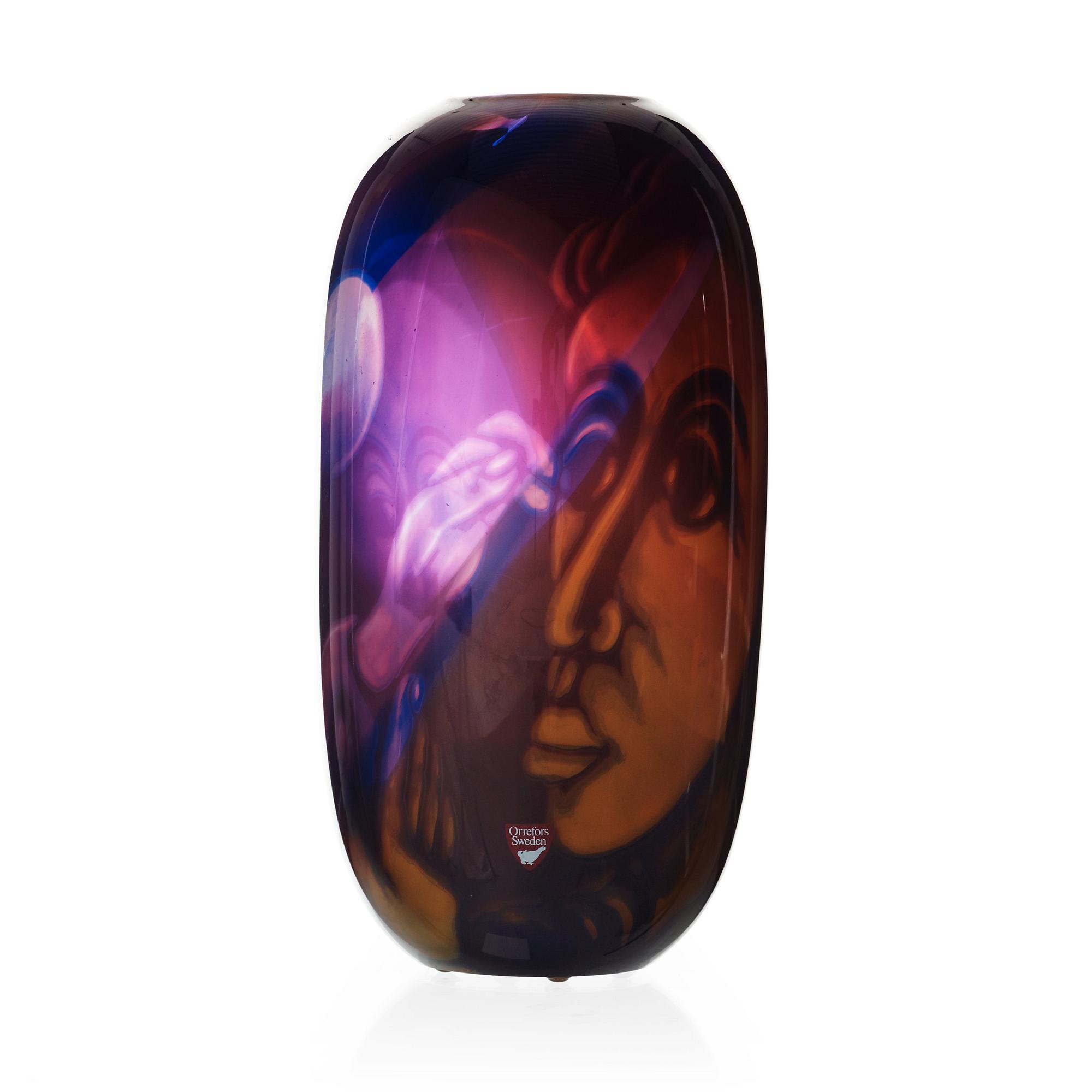 Eva Englund, a 'Graal' glass vase, Orrefors 1989.