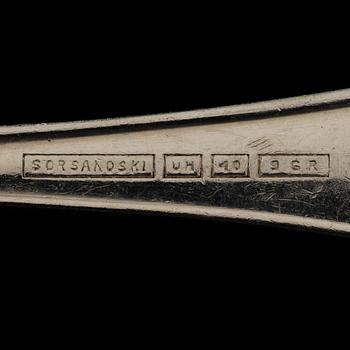 TÅRTGAFFLAR, 38 st, nysilver, "Chippendale" Sorsakoski, Finland 1900-talets senare hälft.