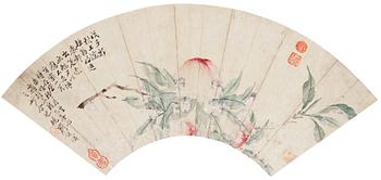 Two Fan paintings by unknown artis, late Qing dynasty.