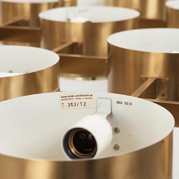 Hans-Agne Jakobsson, a model "T 363/12" twelve lights ceiling lamp, Markaryd, Sweden 1960-70's.