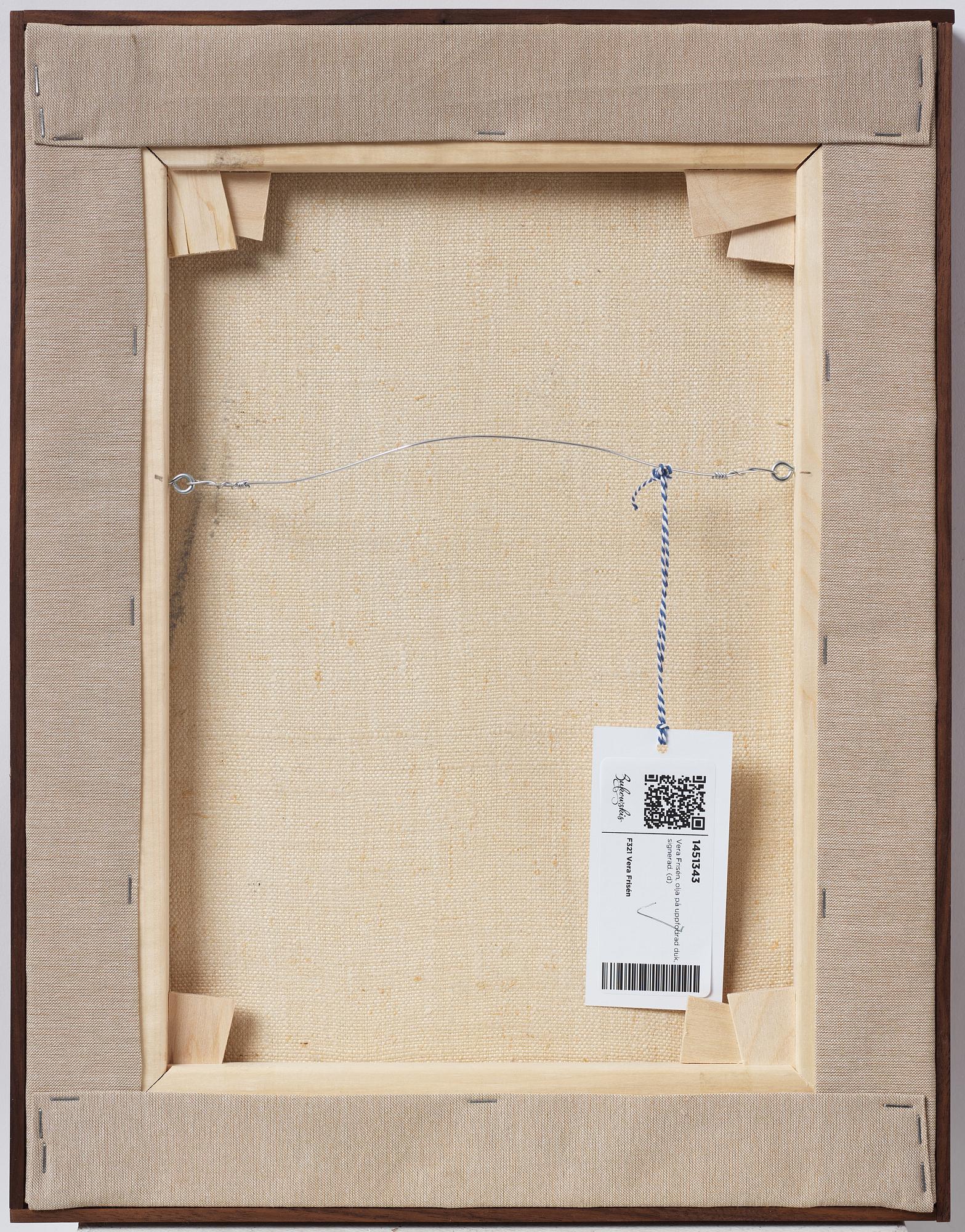 Vera Frisén, oil on relined canvas, signed.