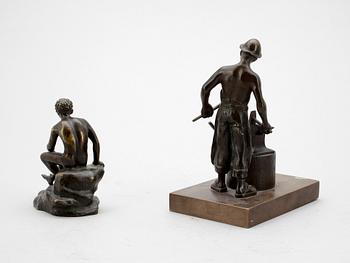 OKÄND KONSTNÄR, skulpturer, 2 st, brons, 1900-tal.