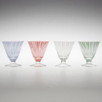 BENGT ORUP, 10 cocktailglas, "Strict" och "Stripe", Johansfors,1950-tal.