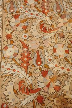 An embroidery, probably an antique Uzbekistan suzani, ca 226,5-230,5 x 180-182 cm.