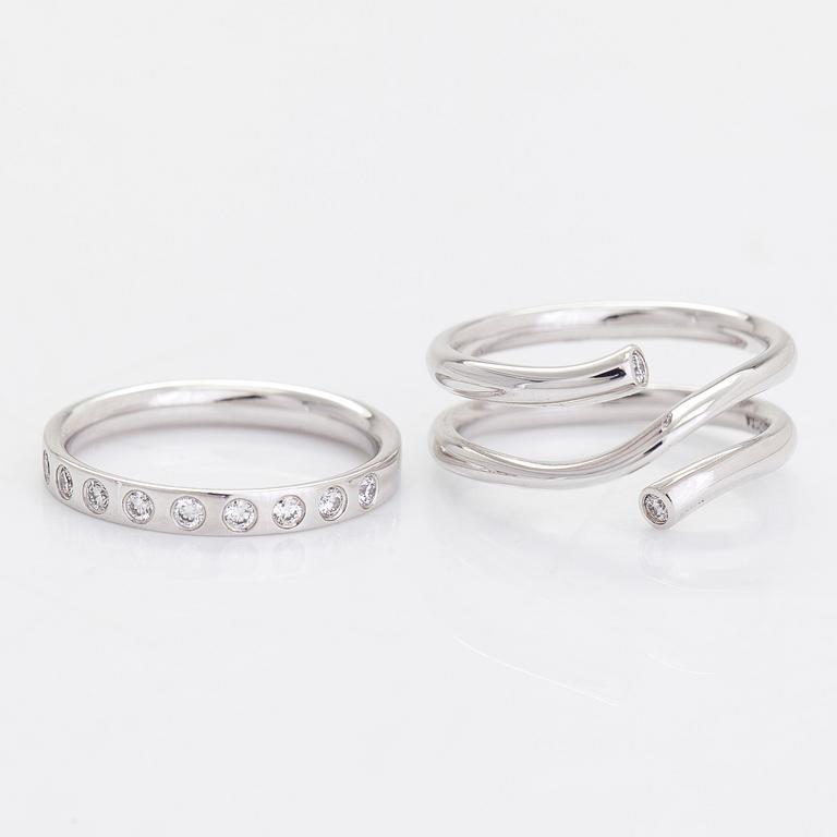 Georg Jensen, ring, "Magic", 2 dlr, 18K vitguld och briljantslipade diamanter ca 0.22 ct totalt.