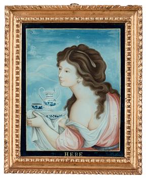1459. A reverse glass painting, circa 1800.