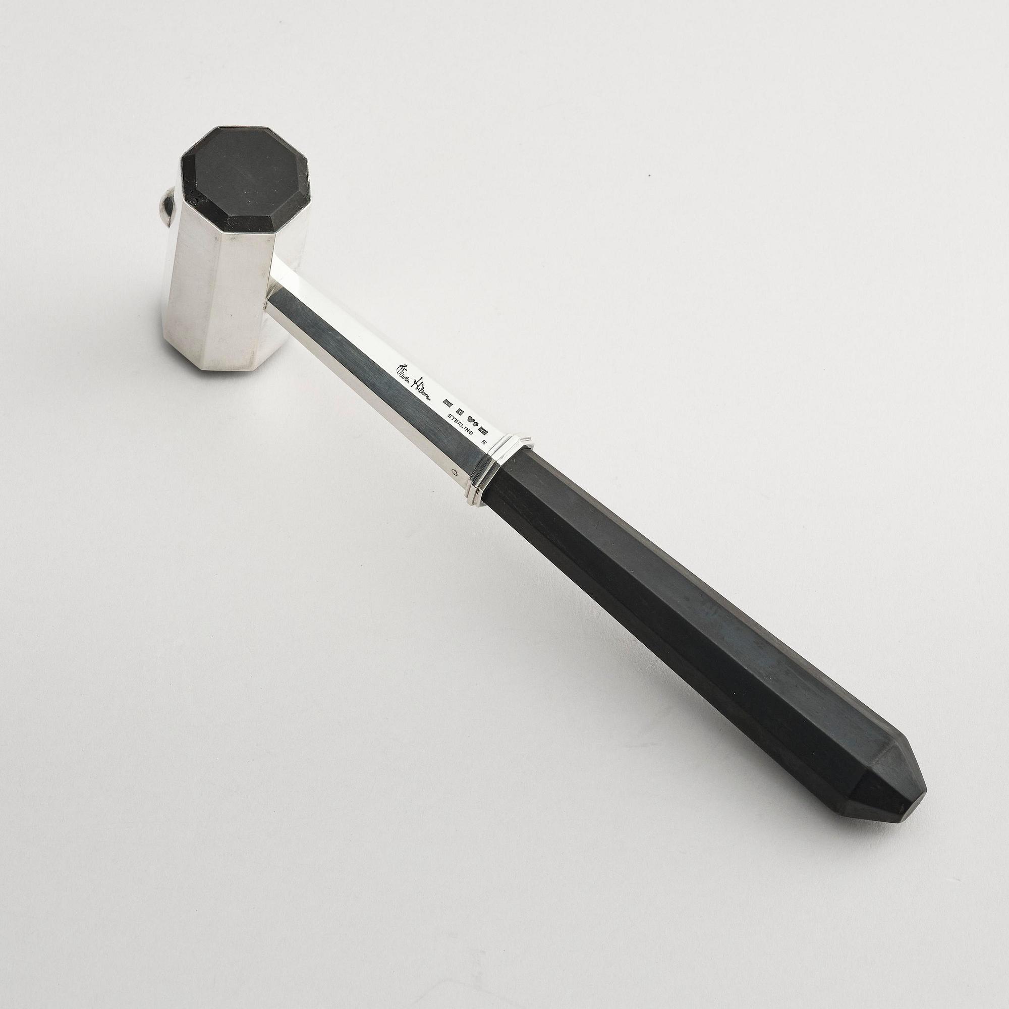 Wiwen Nilsson, a sterling silver and wood ceremonial mallet, Lund, Sweden, 1962.