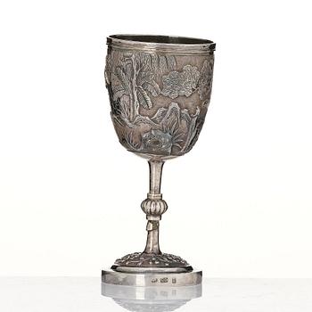 A Chinese Export Silver goblet, Qing dynasty, 19th Century.