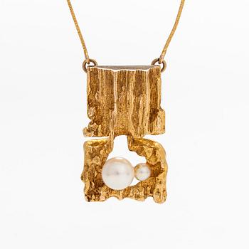 Björn Weckström, a 14K gold necklace 'Kelohelmet' with cultured pearls for Lapponia 1972.