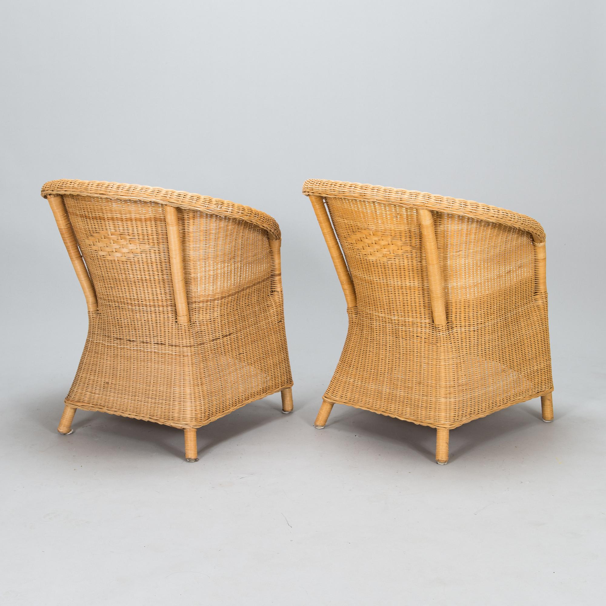 Korituoleja, 3 kpl, rottinki, vuosisadan vaihde 1900/2000.