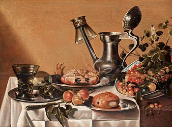 297. Pieter Claesz Hans krets, Stilleben med tennfat, krabba och remmare.