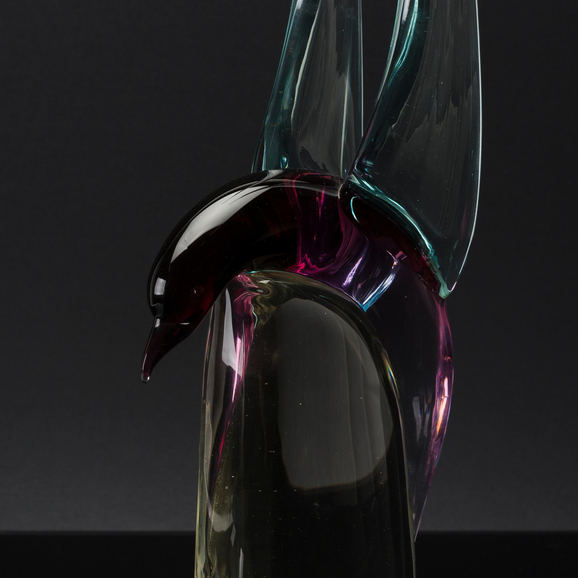 LIVIO SEGUSO, figurin, glas, signerad Murano 1900-talets andra hälft.