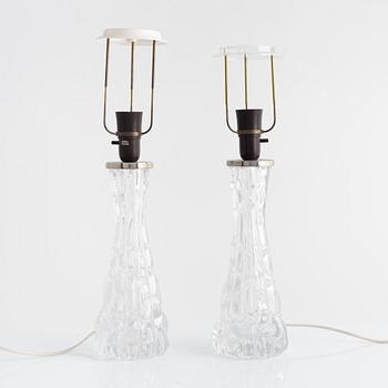 Carl Fagerlund, a pair of Orrefors Glass Table Lights.