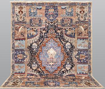 A figural Kashmar carpet, approx. 385 x 298 cm.