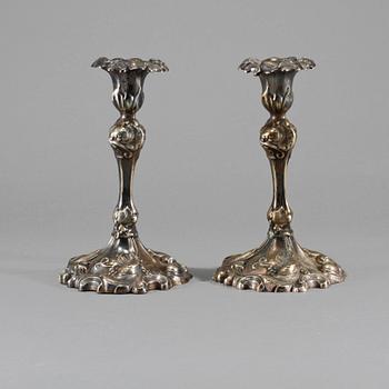 LJUSSTAKAR, ett par, nysilver, nyrokoko, AG Duvfa, 1800-talets slut.